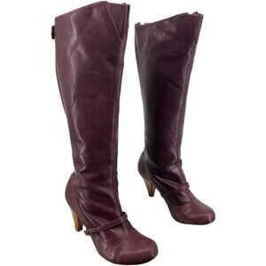 VTG Womens Purple Leather J. Shoes Dreamer Mary Jane Knee High Riding Boots 7.5M